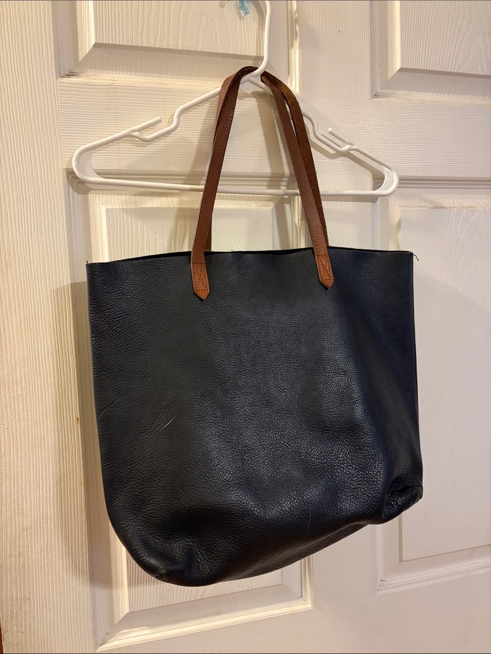 Madewell Transport Tote -Black Leather with Brown Straps